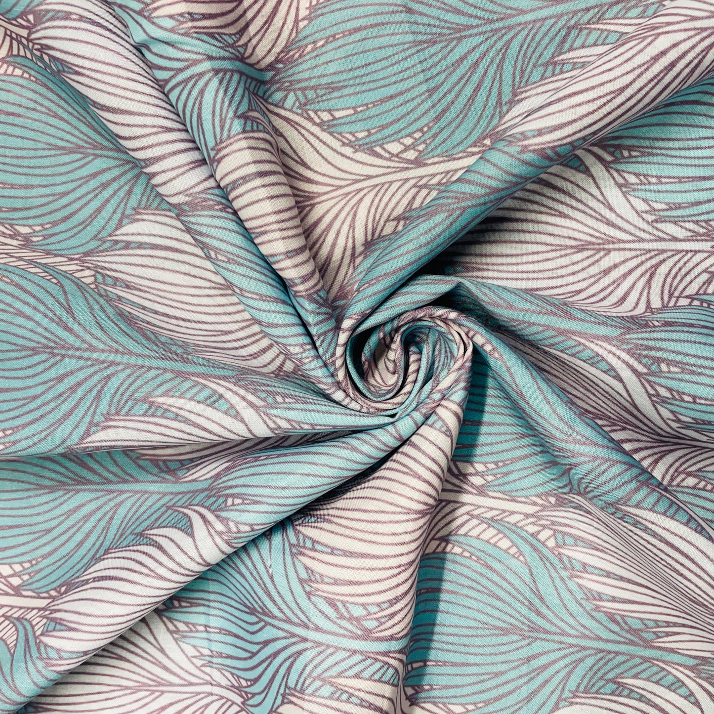 Pink With Green Floral Print Muslin Fabric