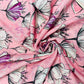 Pink Floral Print Muslin Fabric