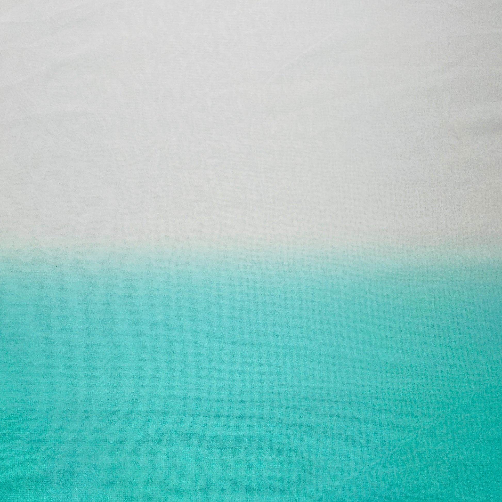 White with Sea Green Solid Georgette Fabic - TradeUNO
