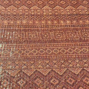 Orange Geometrical Sequins Embroidery Net Lycra Fabric