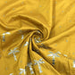 Classic Mustard Yellow Golden Foil Thread Embroidery Russian Silk Fabric