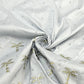 Classic Light Steel Blue Golden Foil Thread Embroidery Russian Silk Fabric