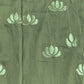 Classic Dark Sage Green Golden Foil Stripe Russian Silk Fabric