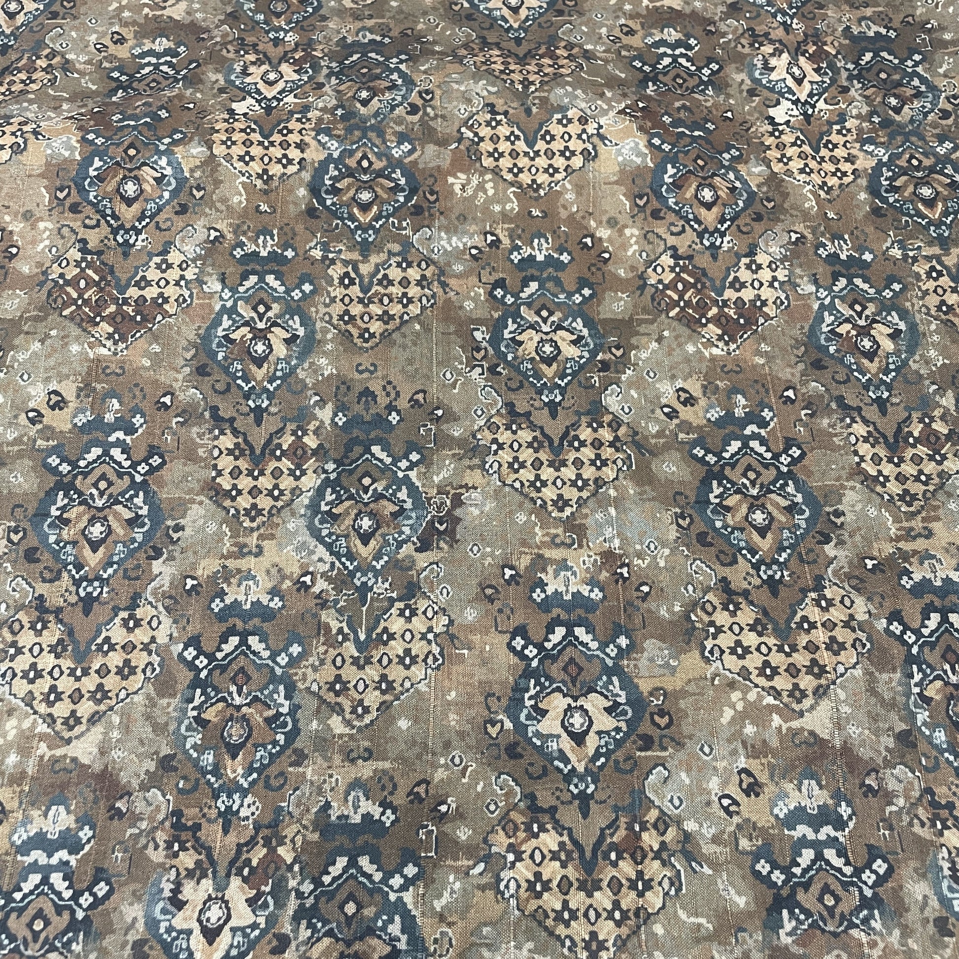 Classic Khaki Abstract Print Tussar Silk Fabric
