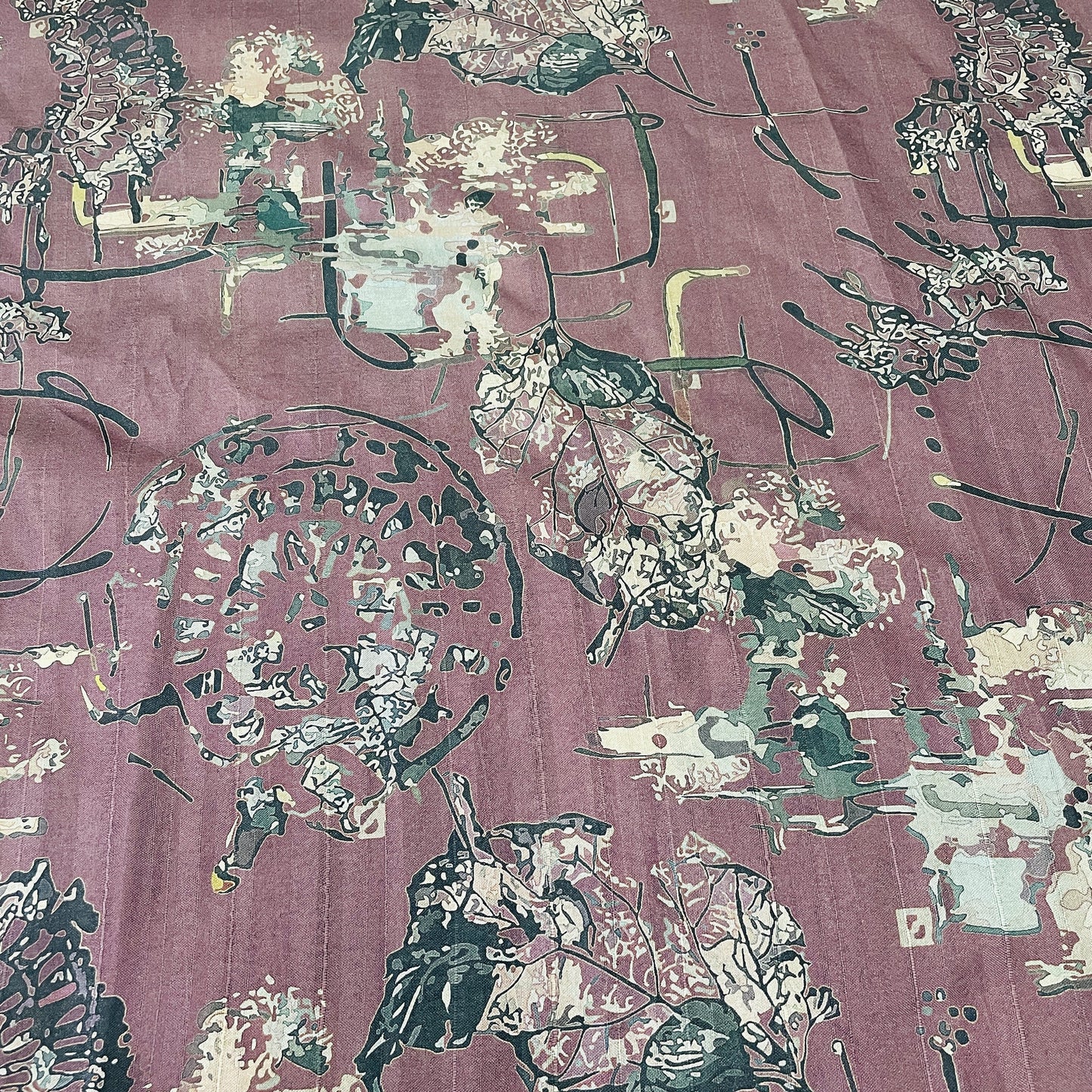 Classic Purple Floral Print Tussar Silk Fabric