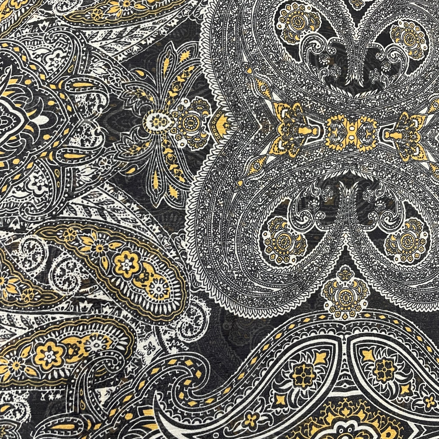 Black Paisley Print Georgette Fabric - TradeUNO