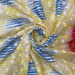 White With Yellow & Orange Stripe Embroidery Georgette Fabric