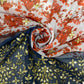 Cream With Brown Ombre Red Floral Embrodiery Georgette Fabric - TradeUNO