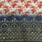 Cream With Brown Ombre Red Floral Embrodiery Georgette Fabric - TradeUNO