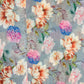 Grey Floral Print Chanderi Fabric - TradeUNO