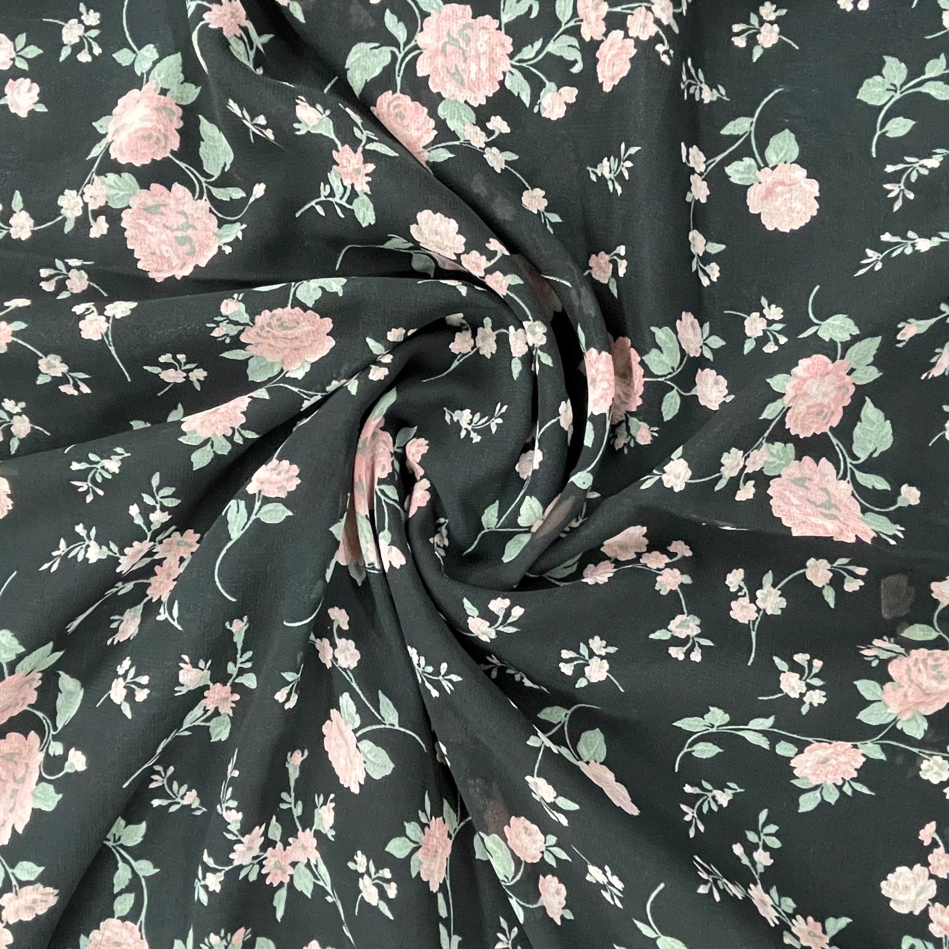 Black Floral Georgette Fabric