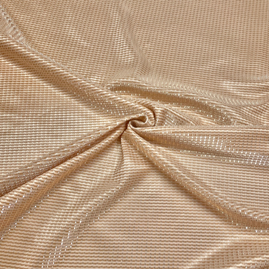 Cream with gold stripes shimmer imported Knit Fabric