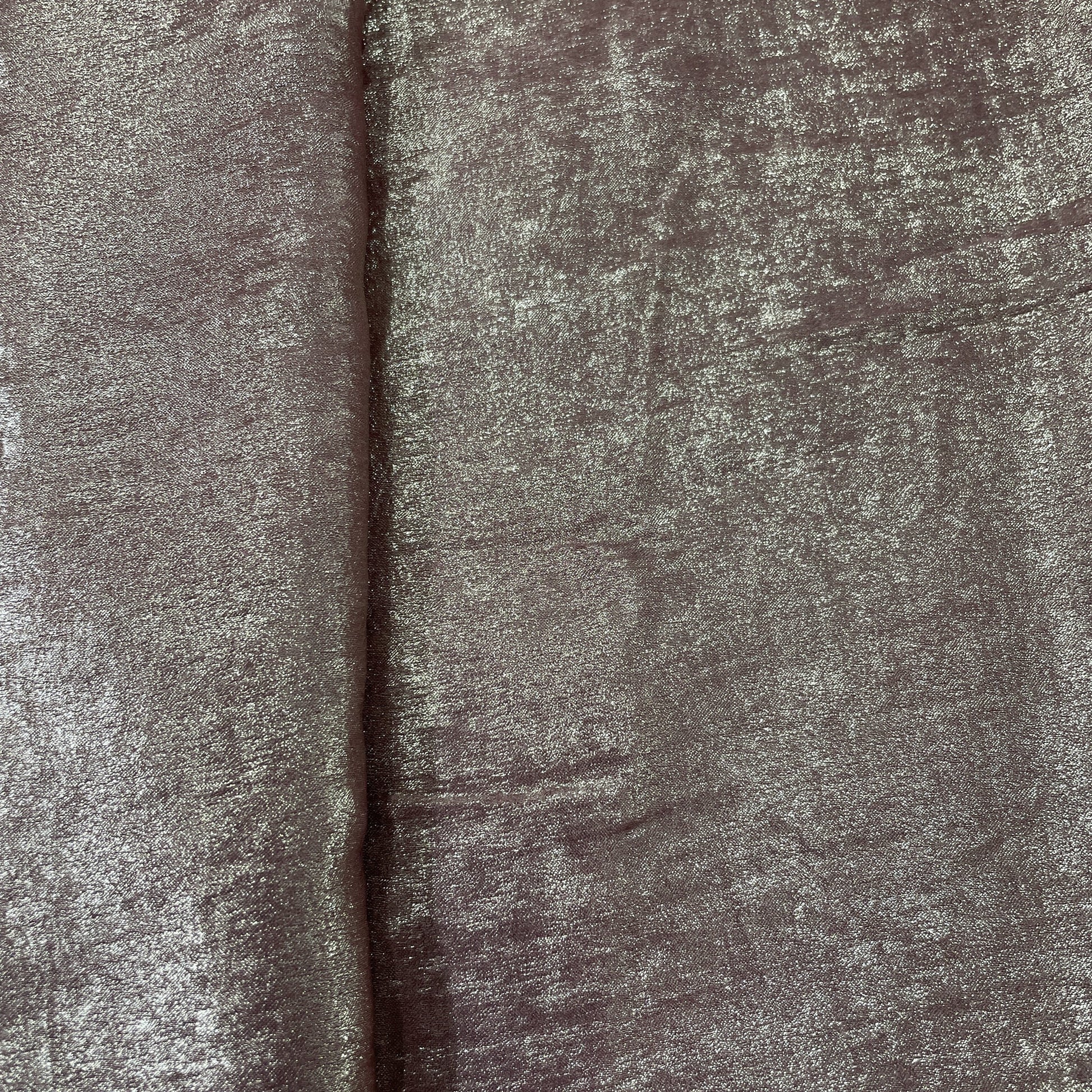 Classic Pink Gold Shimmer Chanderi Velvet Fabric