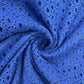 Classic Blue Floral Embroidery Cotton Schiffli Fabric