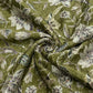 Classic Olive Green Floral Print Thread Embroidery Viscose Chinnon Fabric