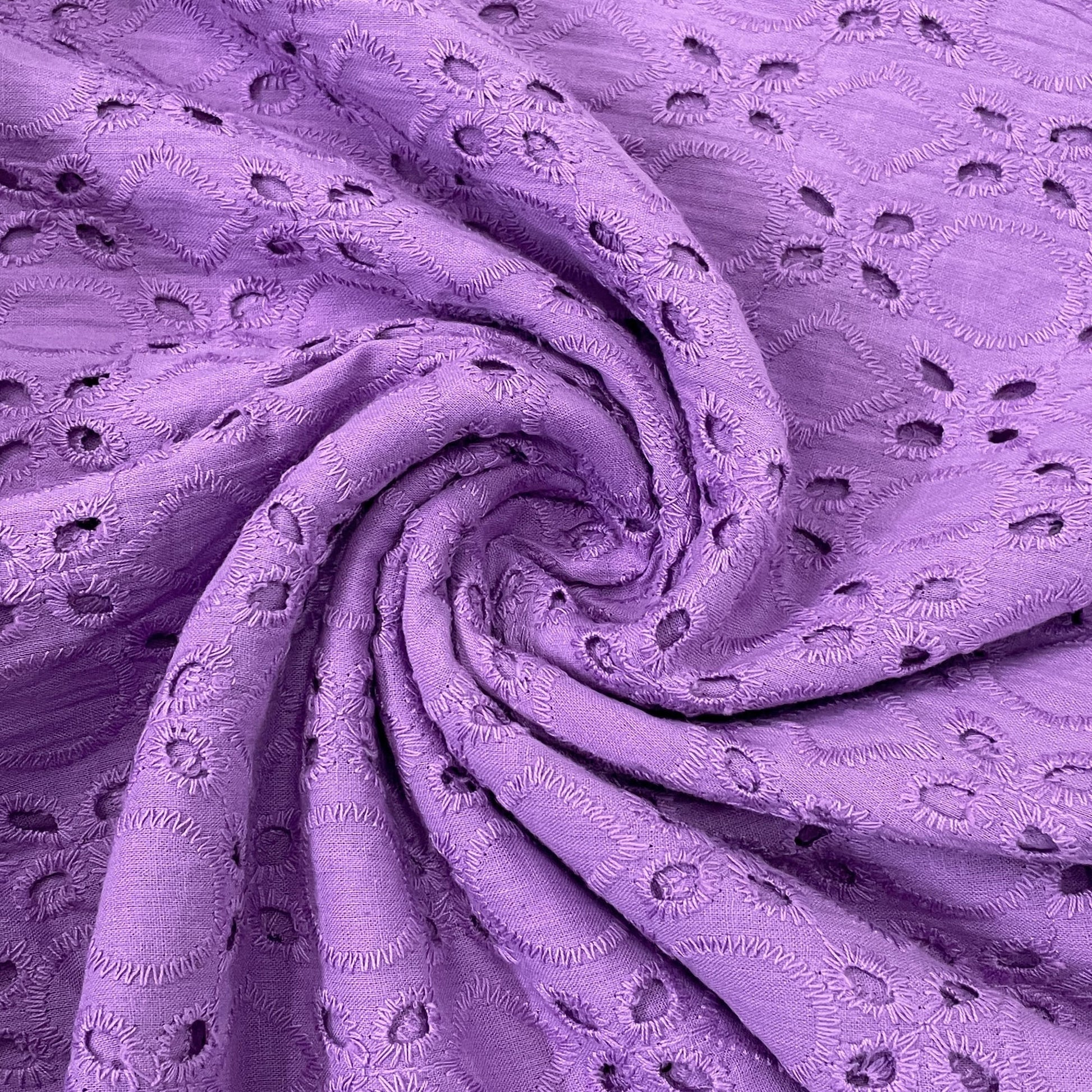 Classic Purple Floral Embroidery Cotton Schiffli Fabric