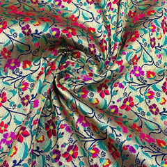 Classic Golden Red Floral Brocade Jacquard Fabric