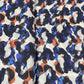 Classic White Blue Abstract Print Armani Satin Fabric