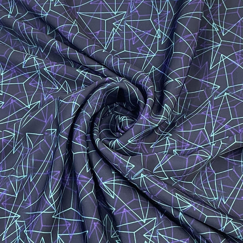 Classic Black Geometrical Print Armani Satin Fabric