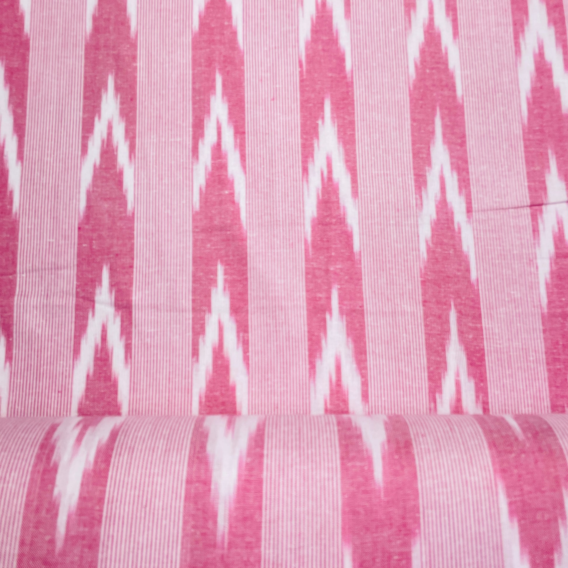Pink & White Ikkat Cotton Fabric - TradeUNO