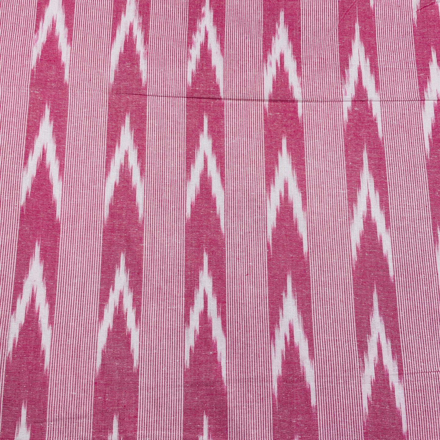 Pink & White Ikkat Cotton Fabric - TradeUNO