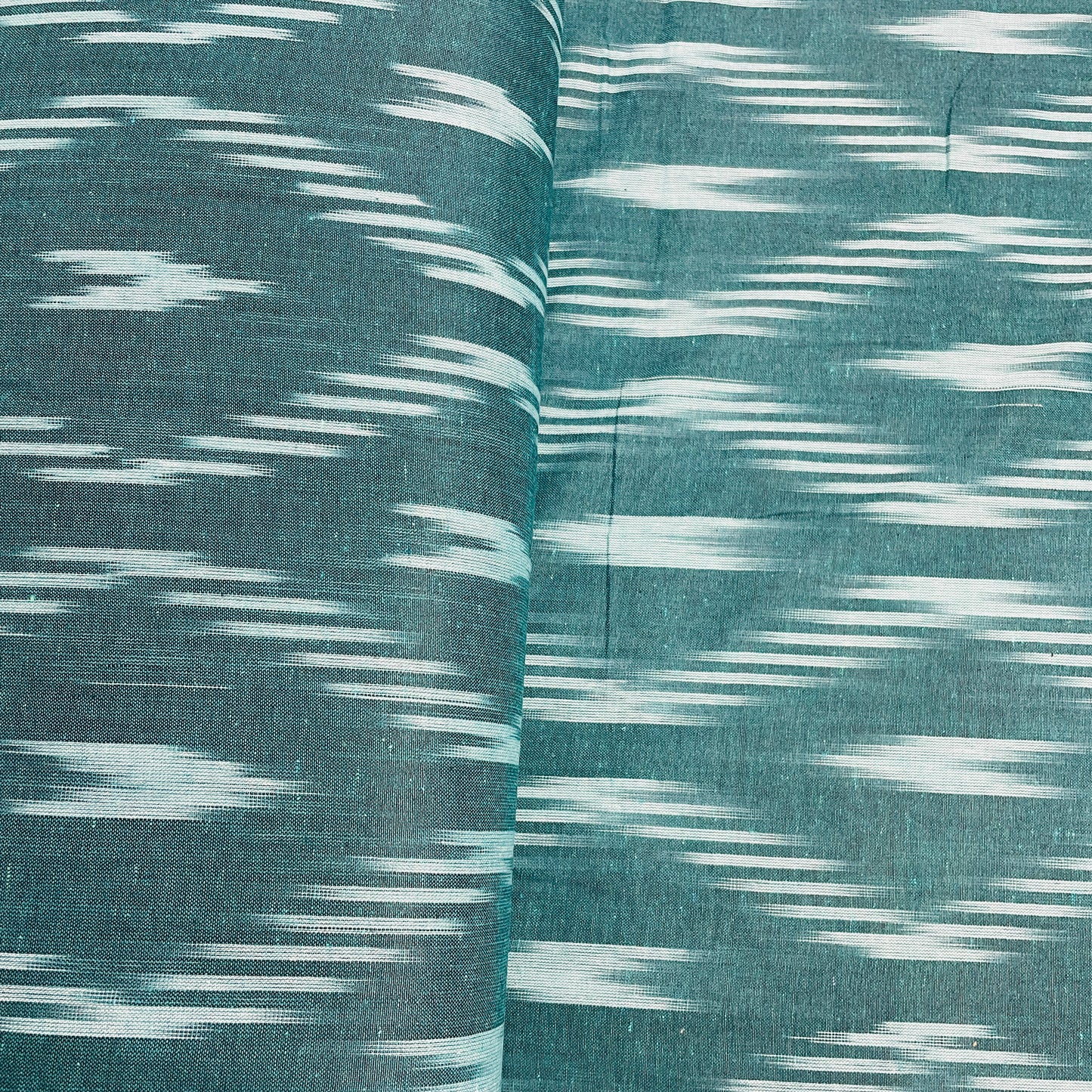 Forest Green & White Ikkat Cotton Fabric - TradeUNO