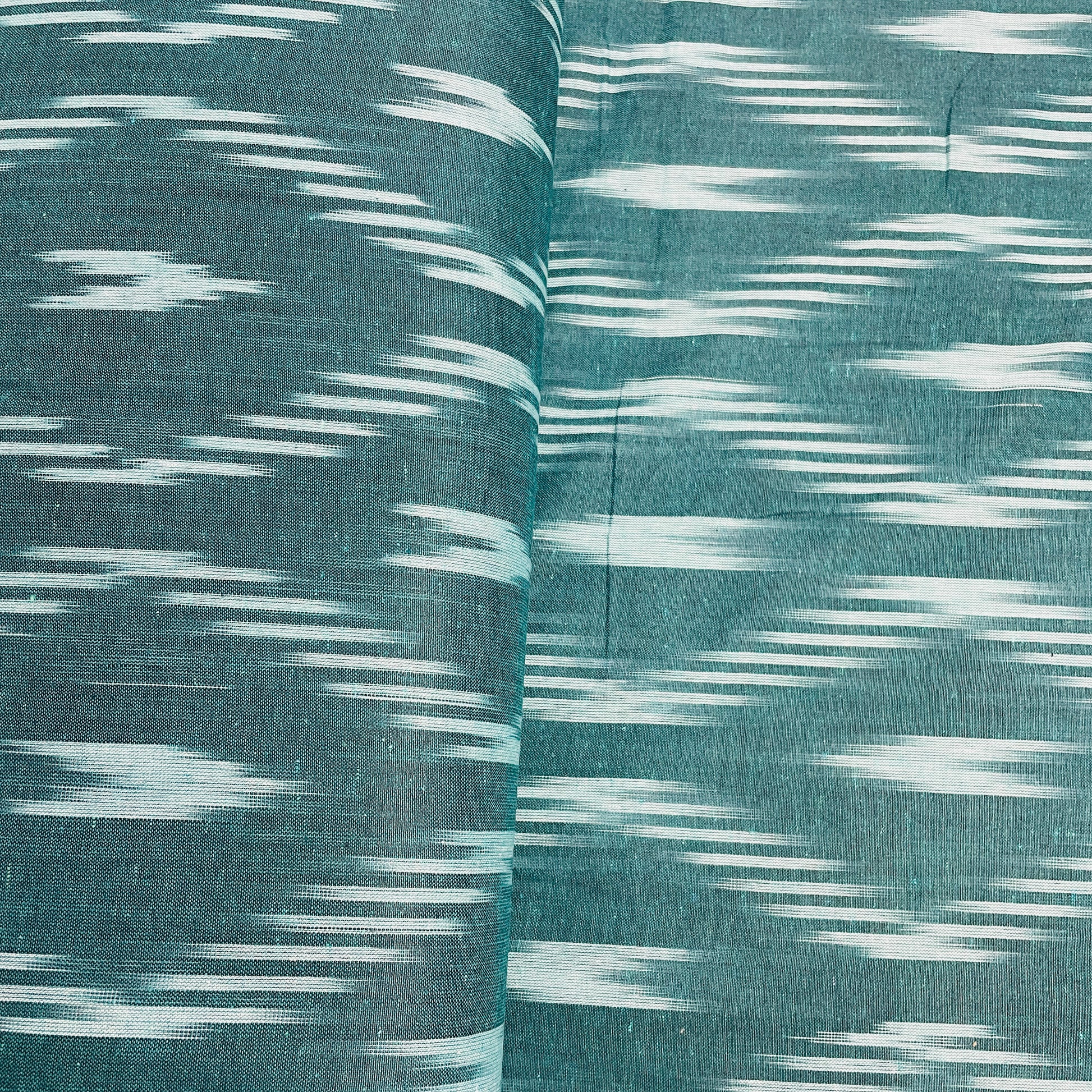 Forest Green & White Ikkat Cotton Fabric - TradeUNO