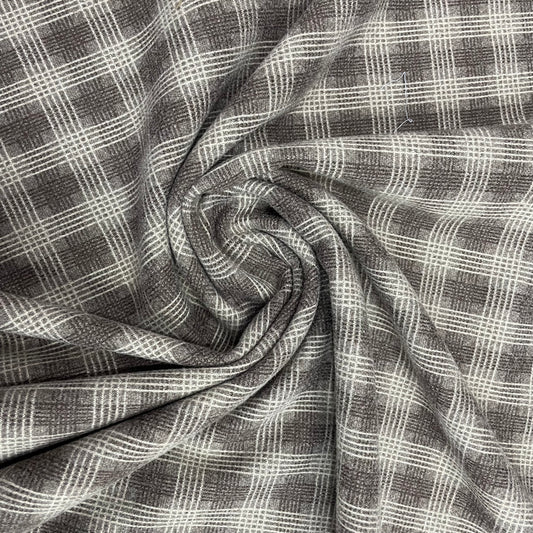 Brown & White checks Tweed Woollen Fabric