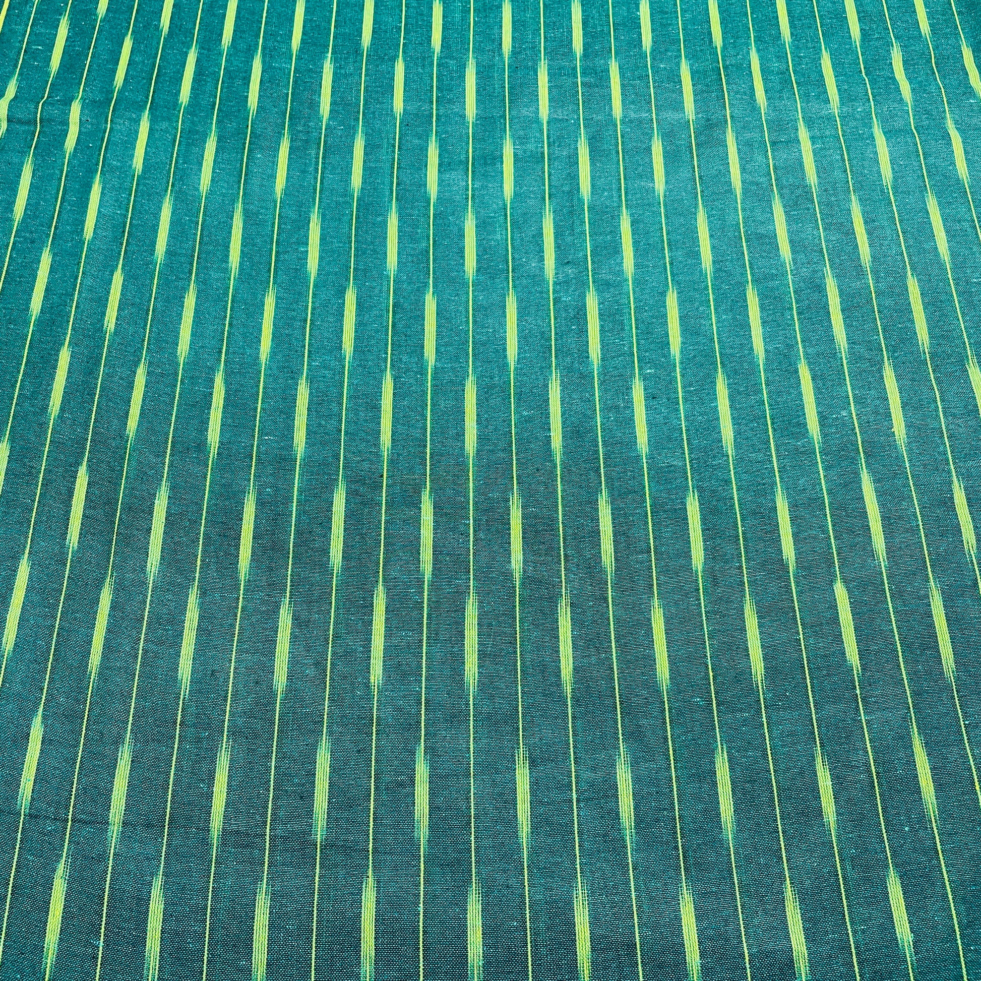 Dark Green & Green Ikkat Cotton Fabric - TradeUNO