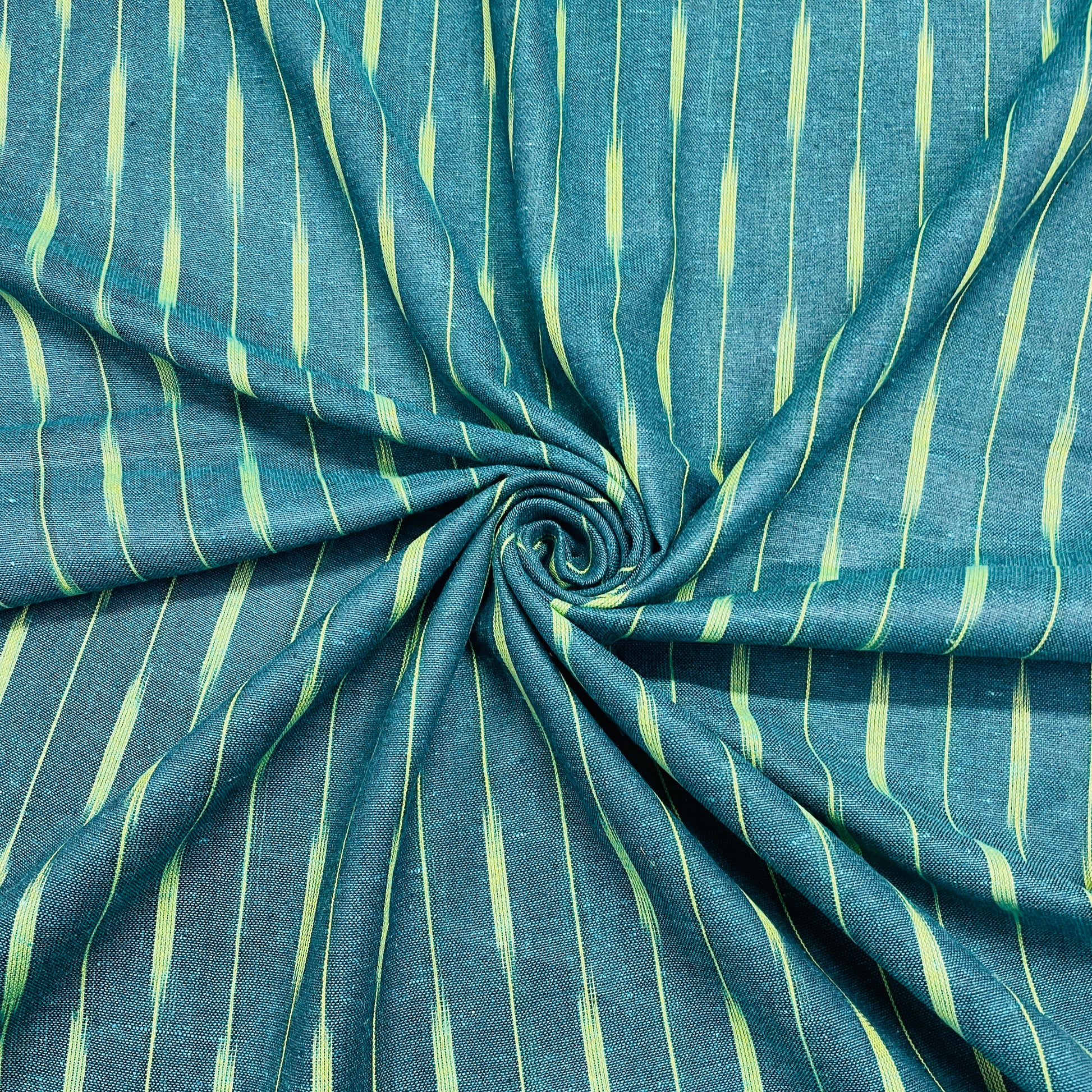 Dark Green & Green Ikkat Cotton Fabric - TradeUNO