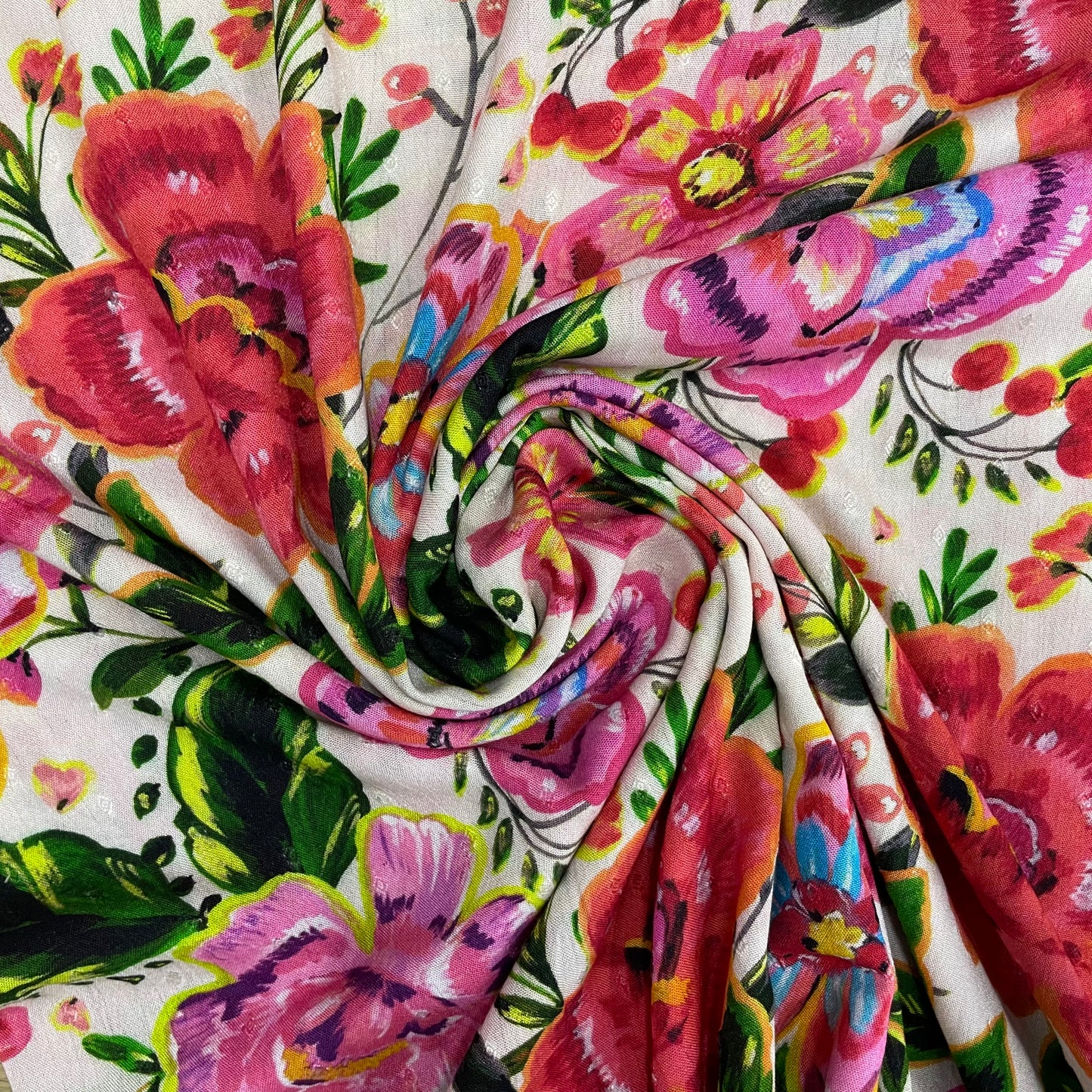 Pink Floral Rayon Fabric - TradeUNO