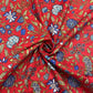 Red & Blue Floral Print Cotton Fabric - TradeUNO