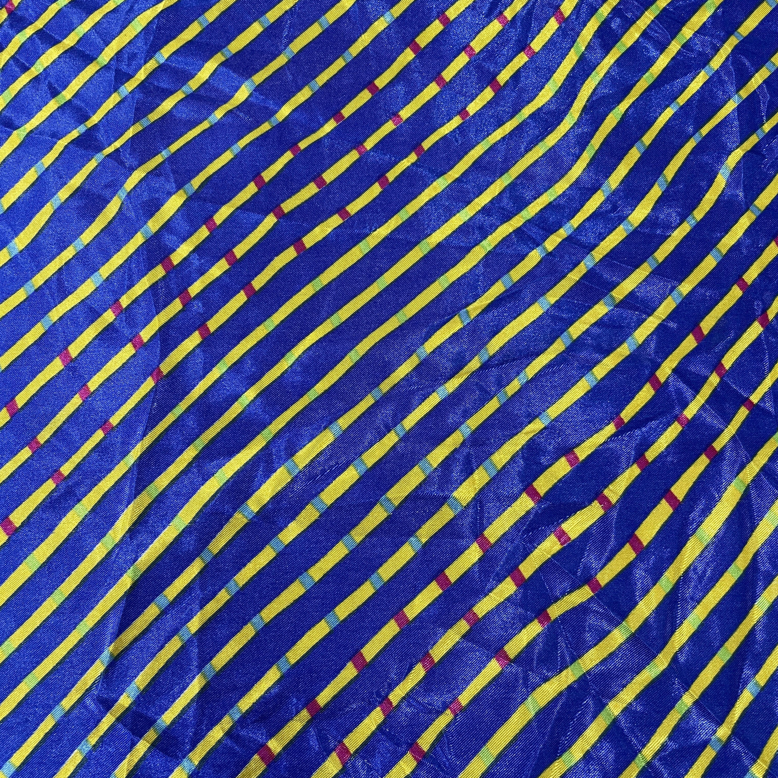 Premium Blue Leheriya Print Satin Fabric