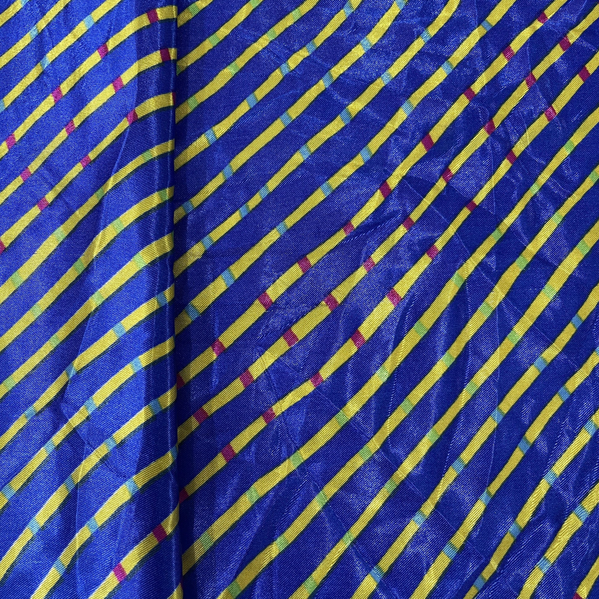 Premium Blue Lehariya Print Satin Fabric