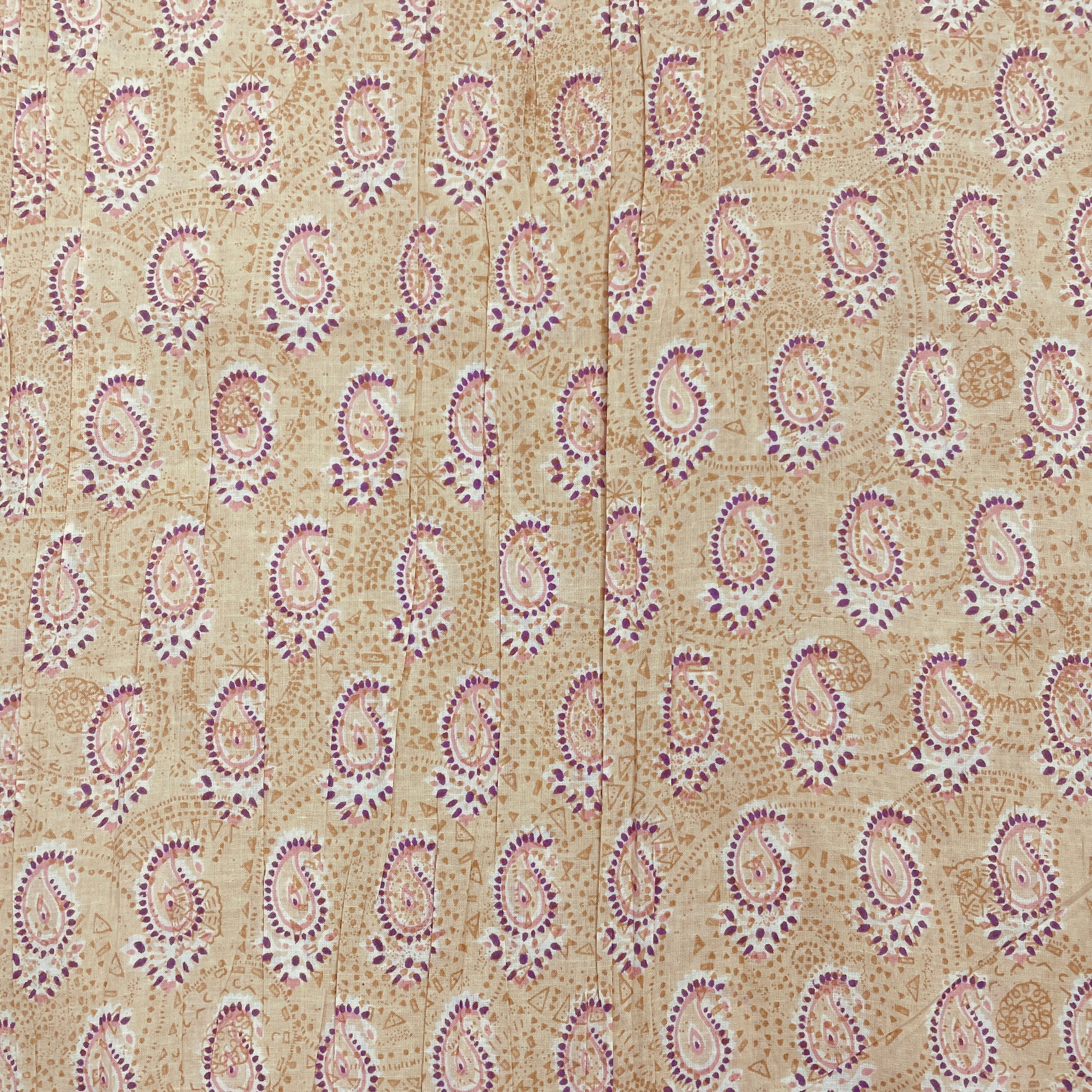 Cream & Pink Geometerical Print Cotton Fabric TU-8604 - TradeUNO
