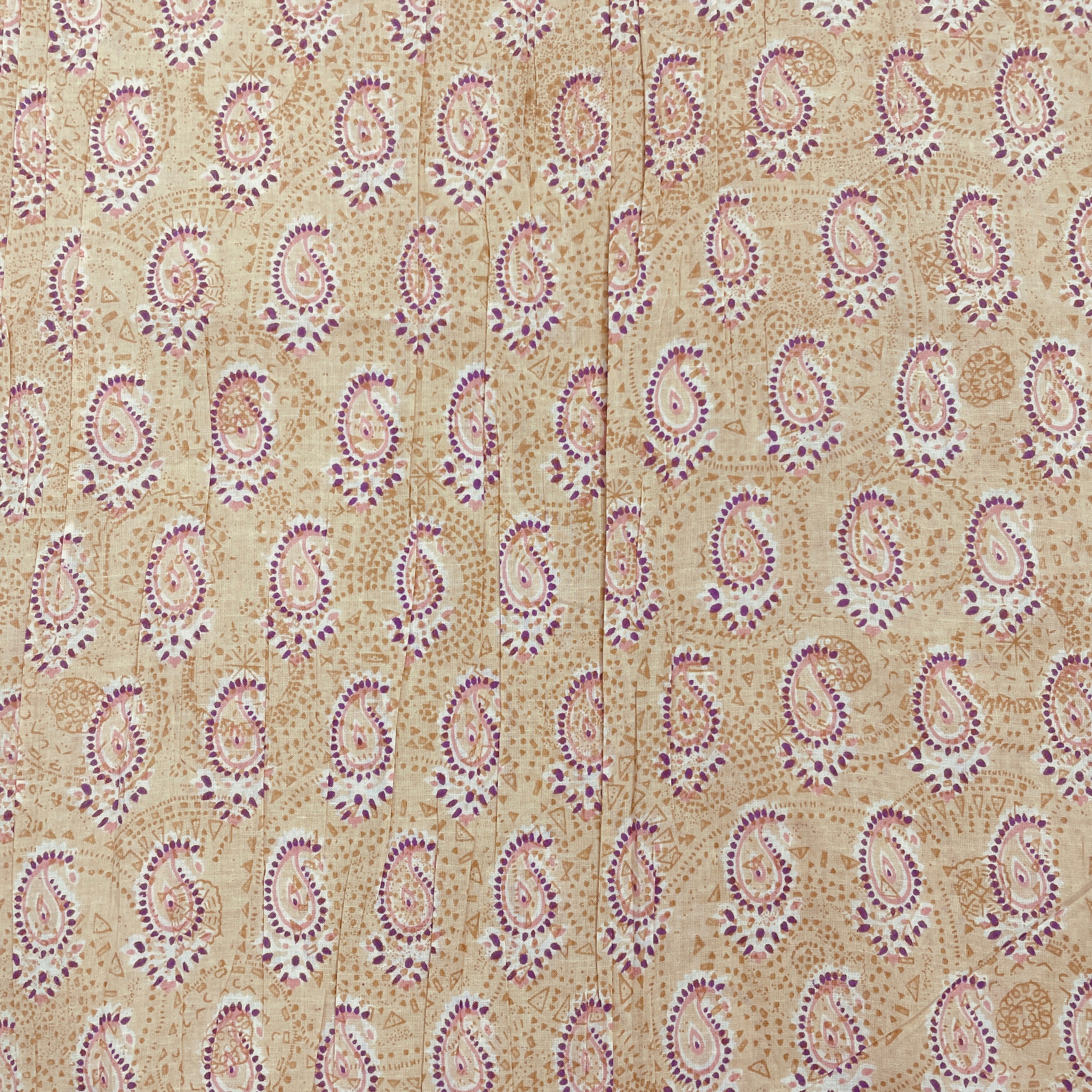 Cream & Pink Geometerical Print Cotton Fabric TU-8604 - TradeUNO