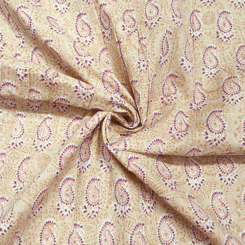 Cream & Pink Geometerical Print Cotton Fabric TU-8604 - TradeUNO