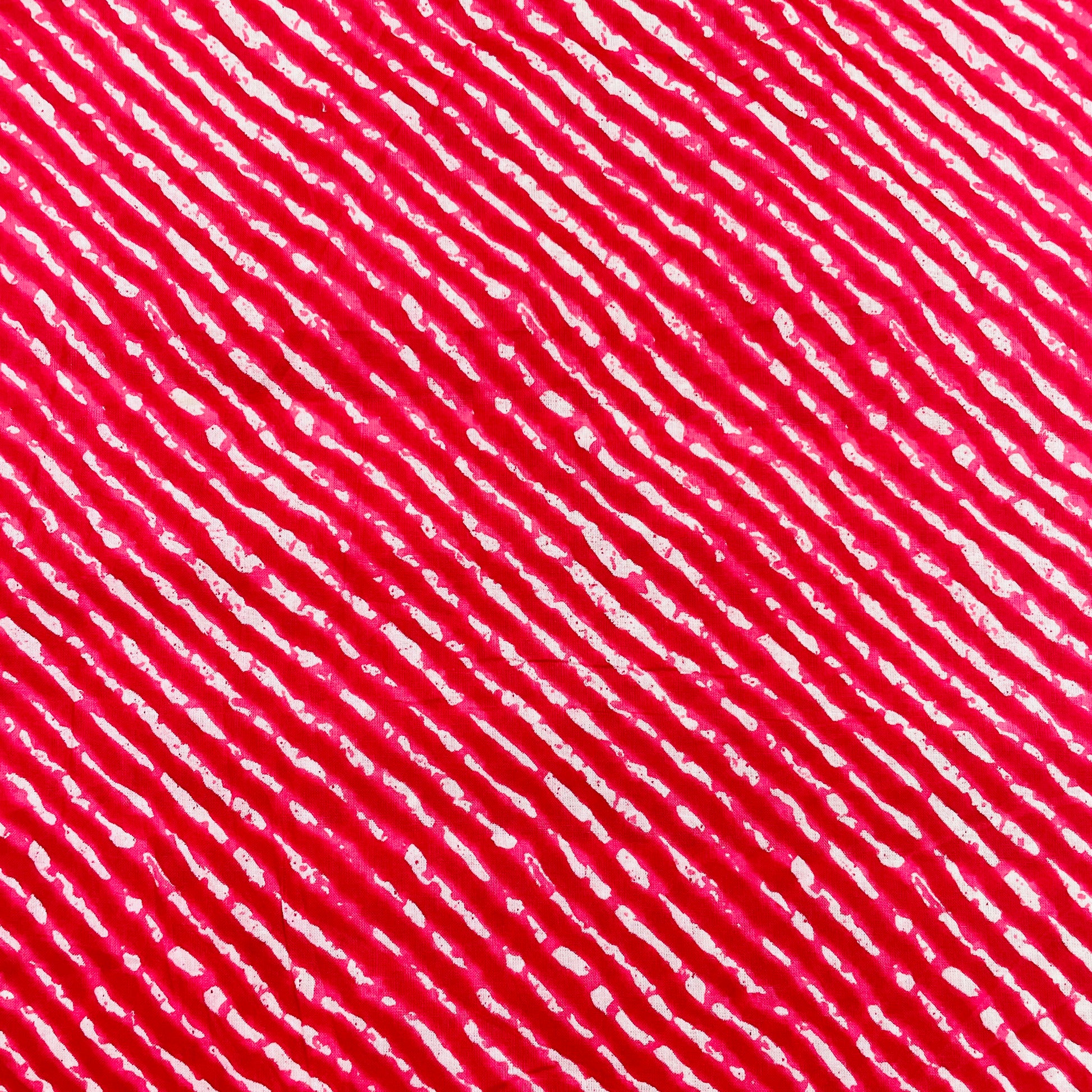 White & Red Lehriya Print Cotton Fabric - TradeUNO