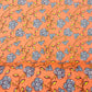 Salmon Pink & Blue Floral Print Cotton Fabric - TradeUNO