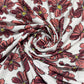 Premium White Orange Floral Print Crepe Fabric