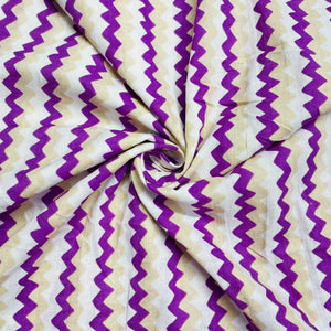 White & Multicolor Print Cotton Fabric - TradeUNO