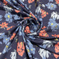Premium Blue Orange Floral Print Crepe Fabric