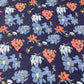 Premium Blue Orange Floral Print Crepe Fabric