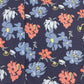 Premium Blue Orange Floral Print Crepe Fabric