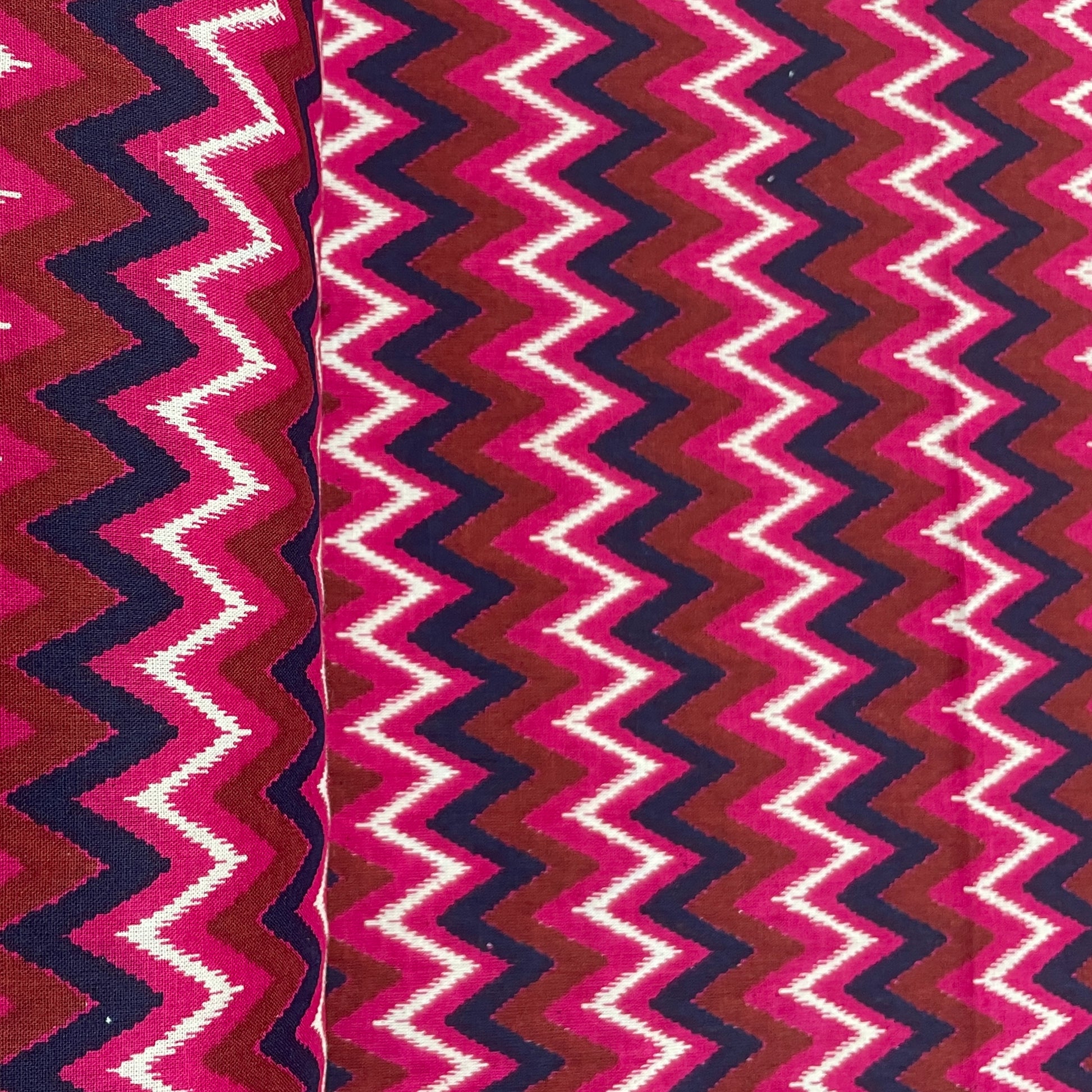 Maroon & Multicolor Chevron Print Cotton Fabric - TradeUNO