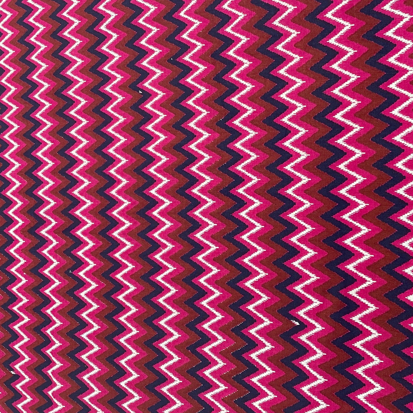 Maroon & Multicolor Chevron Print Cotton Fabric - TradeUNO