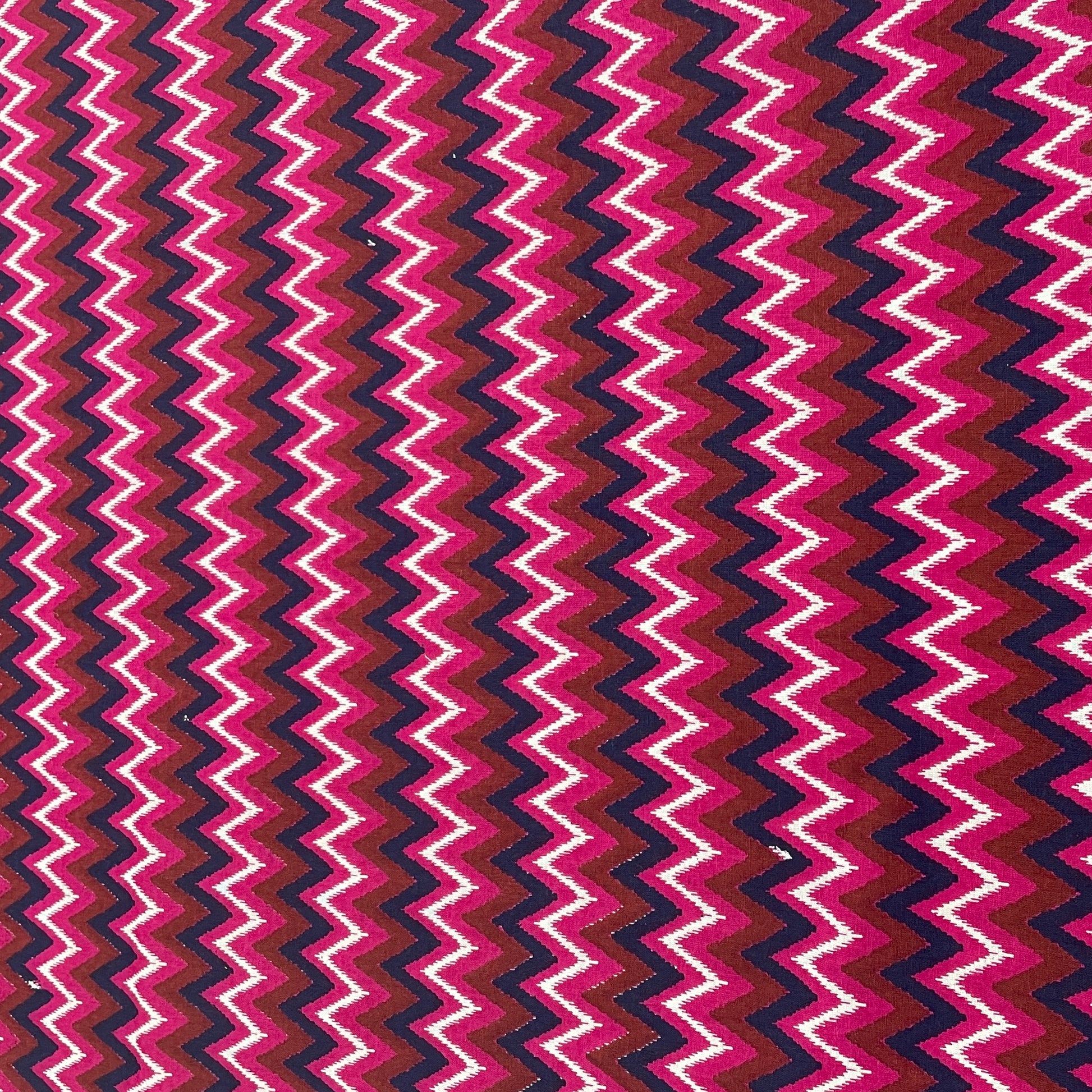 Maroon & Multicolor Chevron Print Cotton Fabric - TradeUNO