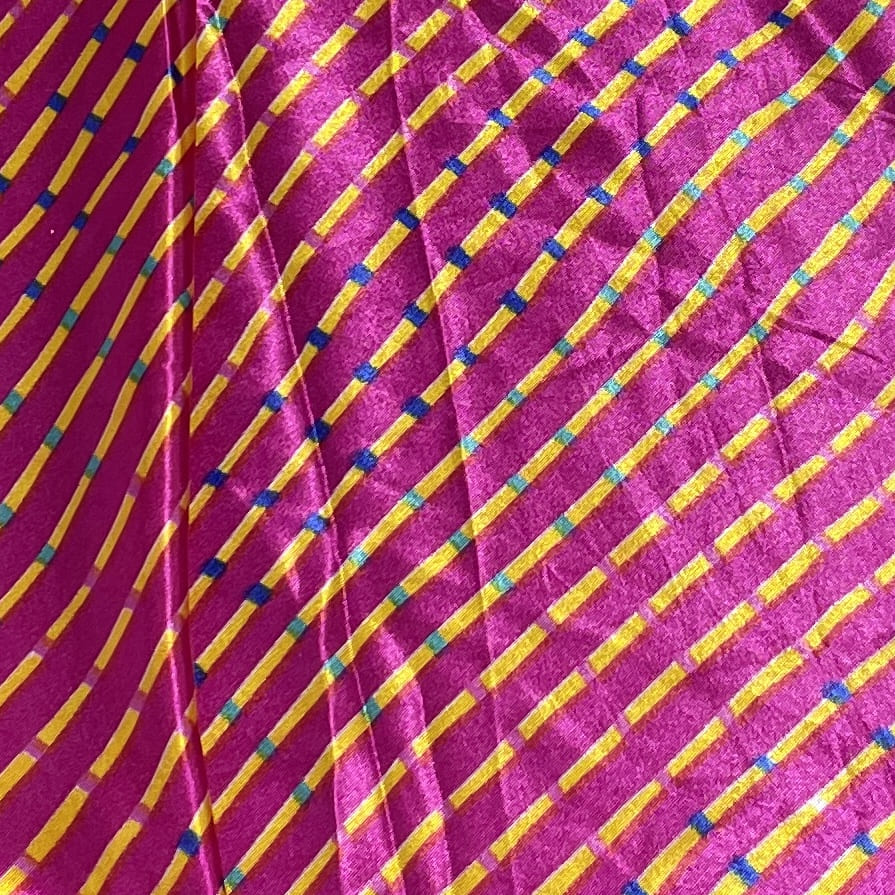 Premium Pink Lehariya Print Satin Fabric