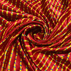 Premium Red Leheriya Print Satin Fabric