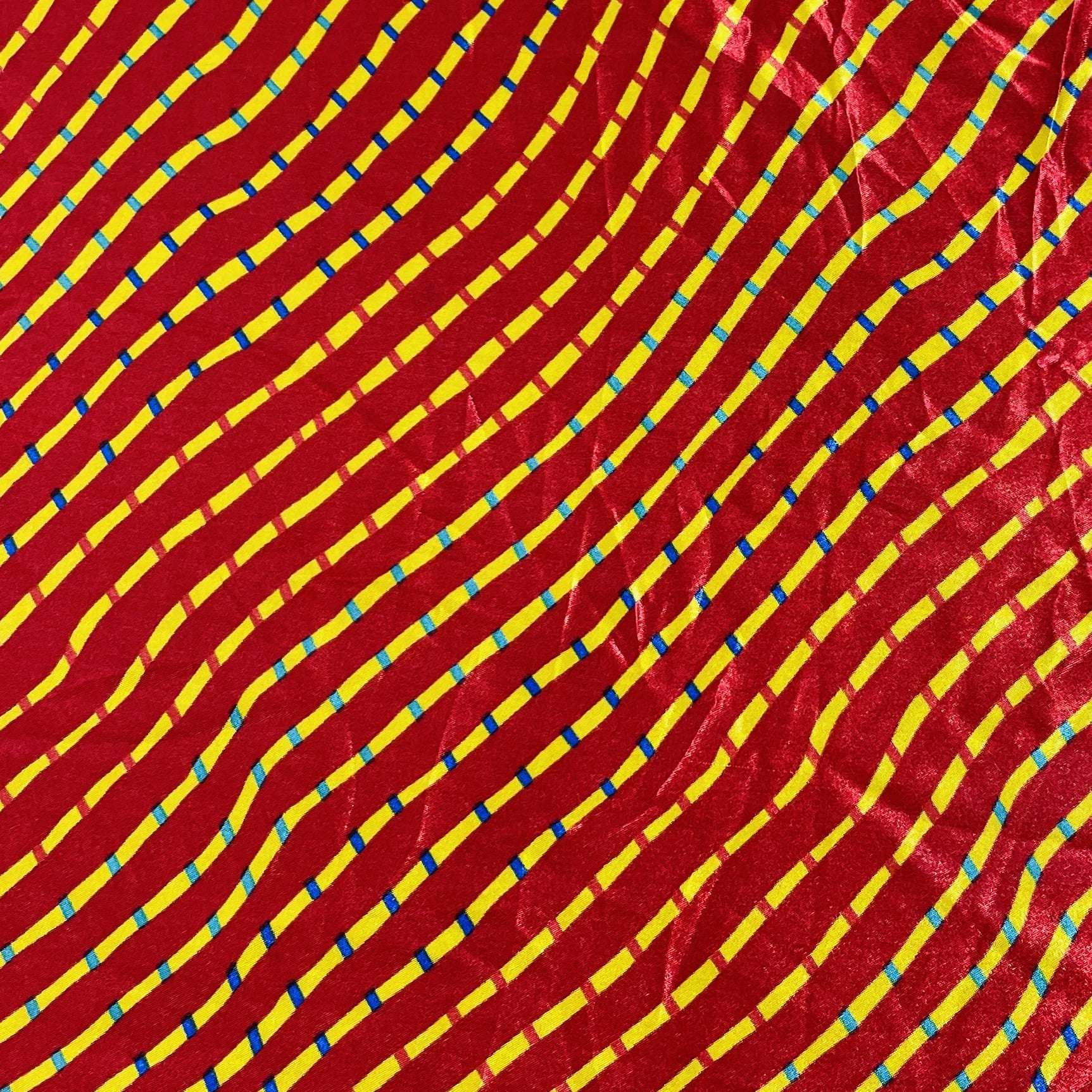 Premium Red Leheriya Print Satin Fabric